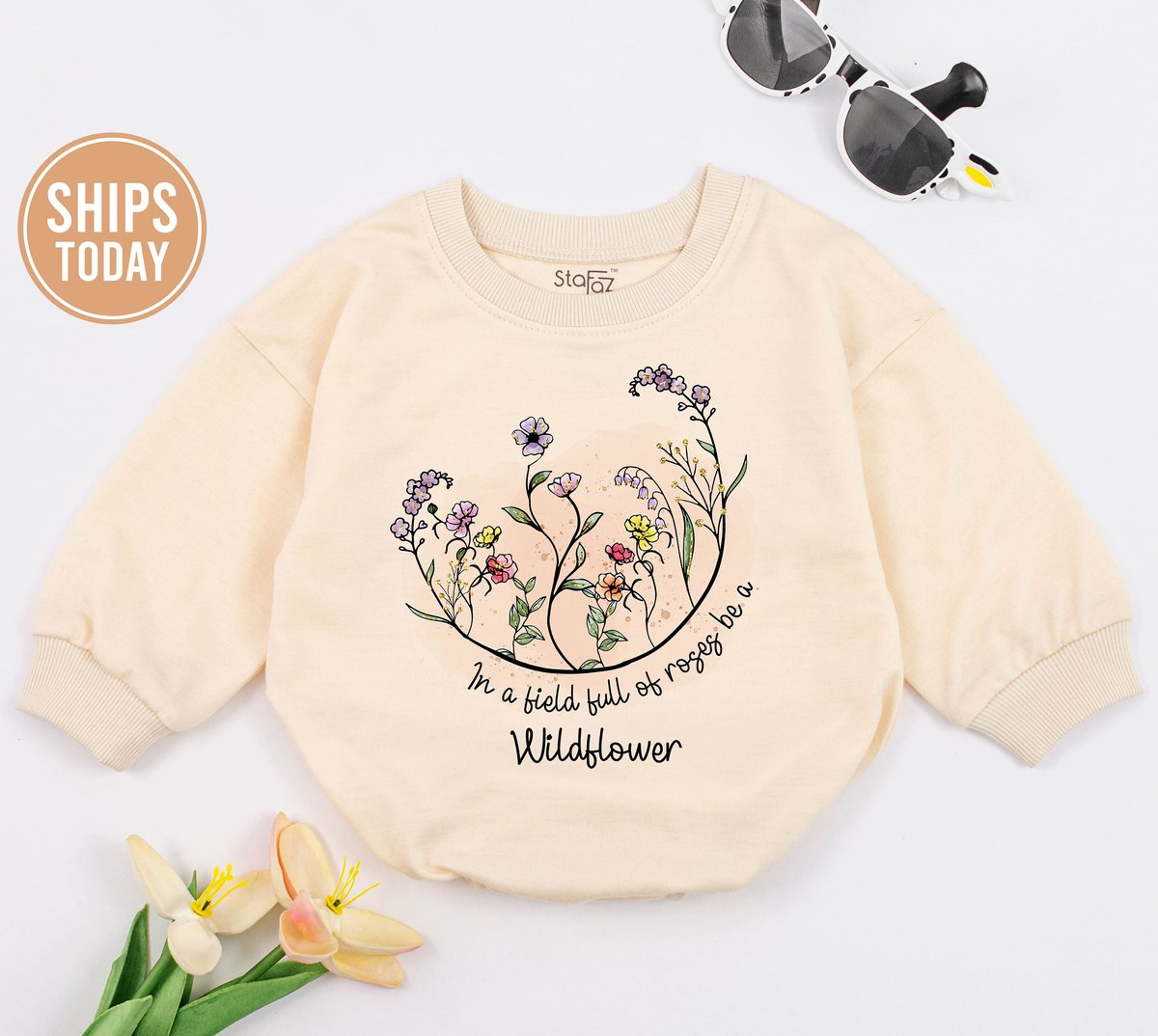 Be A Wildflower Baby Romper Boho Flower RomperBaby RomperFunny Romperwildflower baby shower Minimali 149