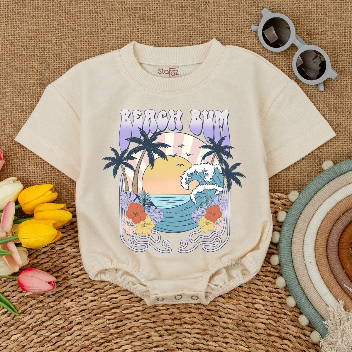 Beach Baby Bodysuit Summer Beach Romper Baby Summer Clothes Hipster Baby Clothes Hawaii Baby Outfit 173