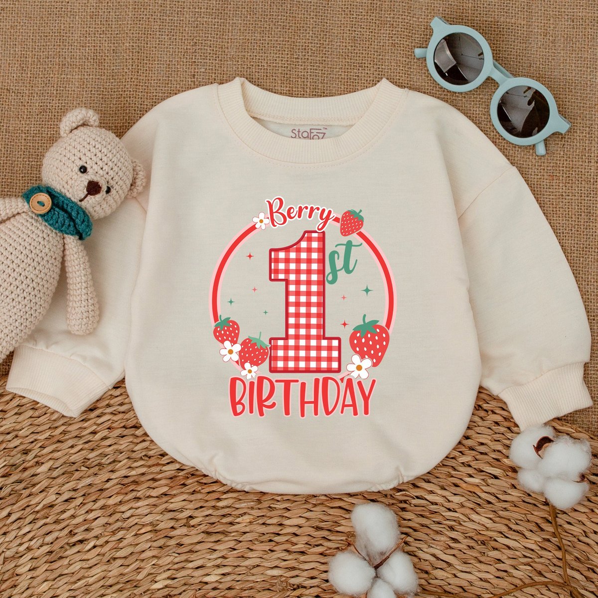 Berry 1st Birthday Romper Strawberry Sweet One Bodysuit Baby Girl First Birthday Birthday Outfit Sma 170