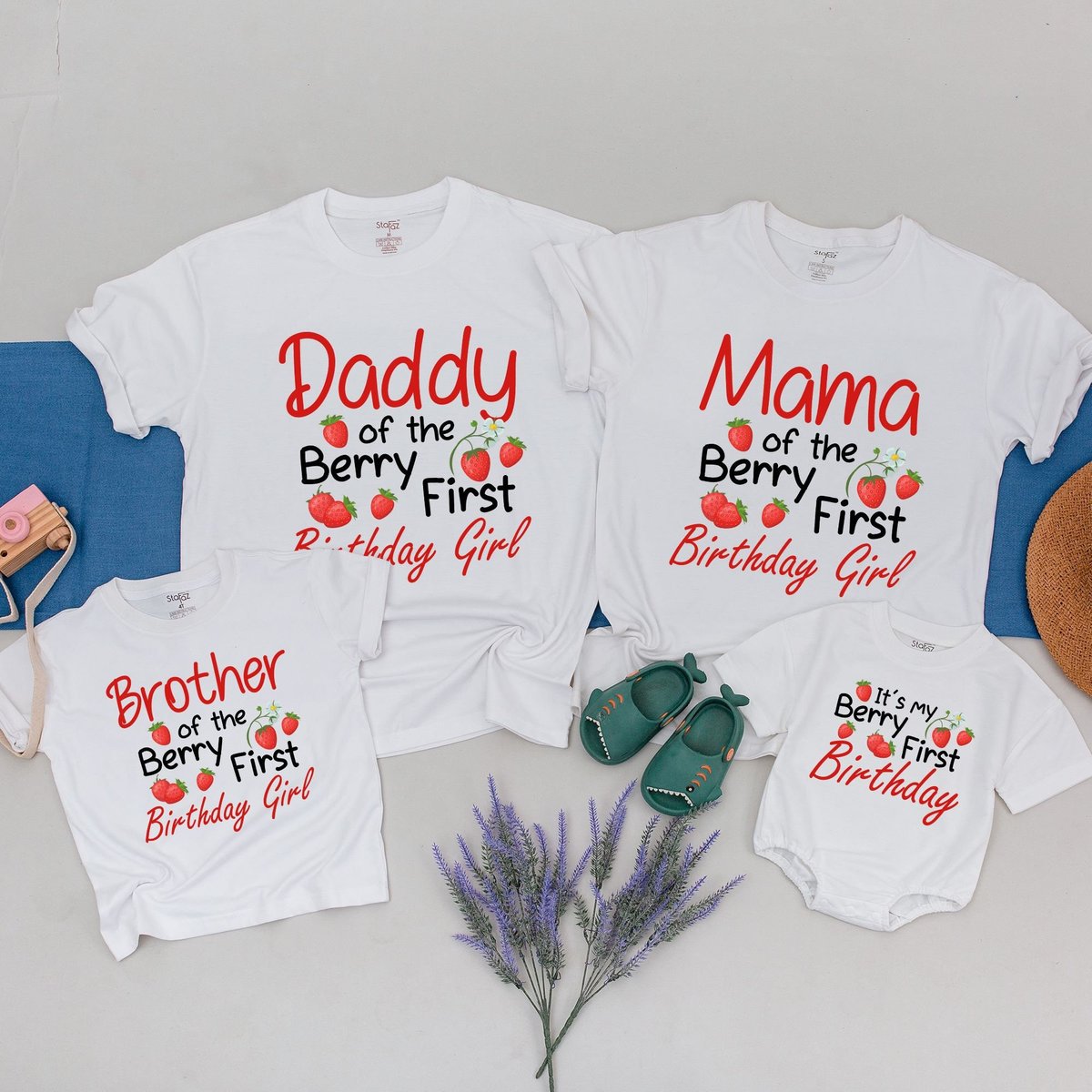 Berry First Birthday Family Shirts  strawberry sweet one birthday girl one year old pink red mom da 169