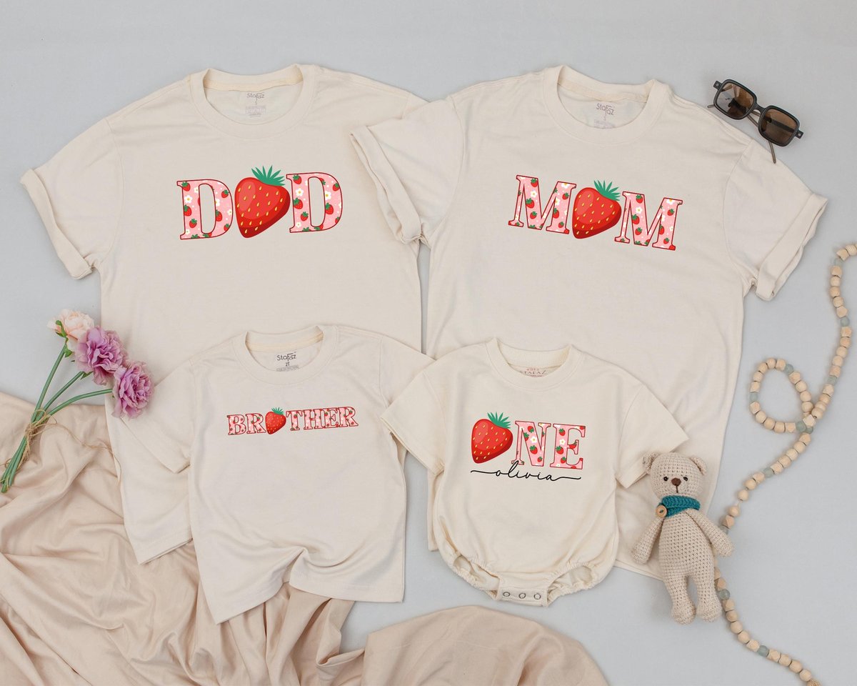 Berry First Birthday Family Shirts Sweet One Matching Tees Strawberry 1st Birthday Outfit Mommy and 187