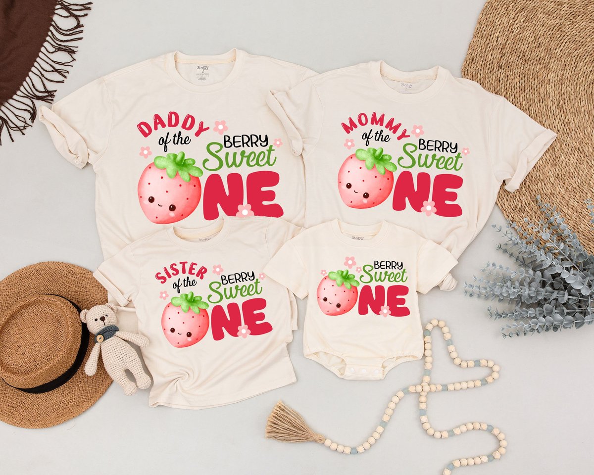 Berry First Family Birthday Shirts Sweet One Family Shirts Strawberry 1st Birthday Outfit Mommy and 170