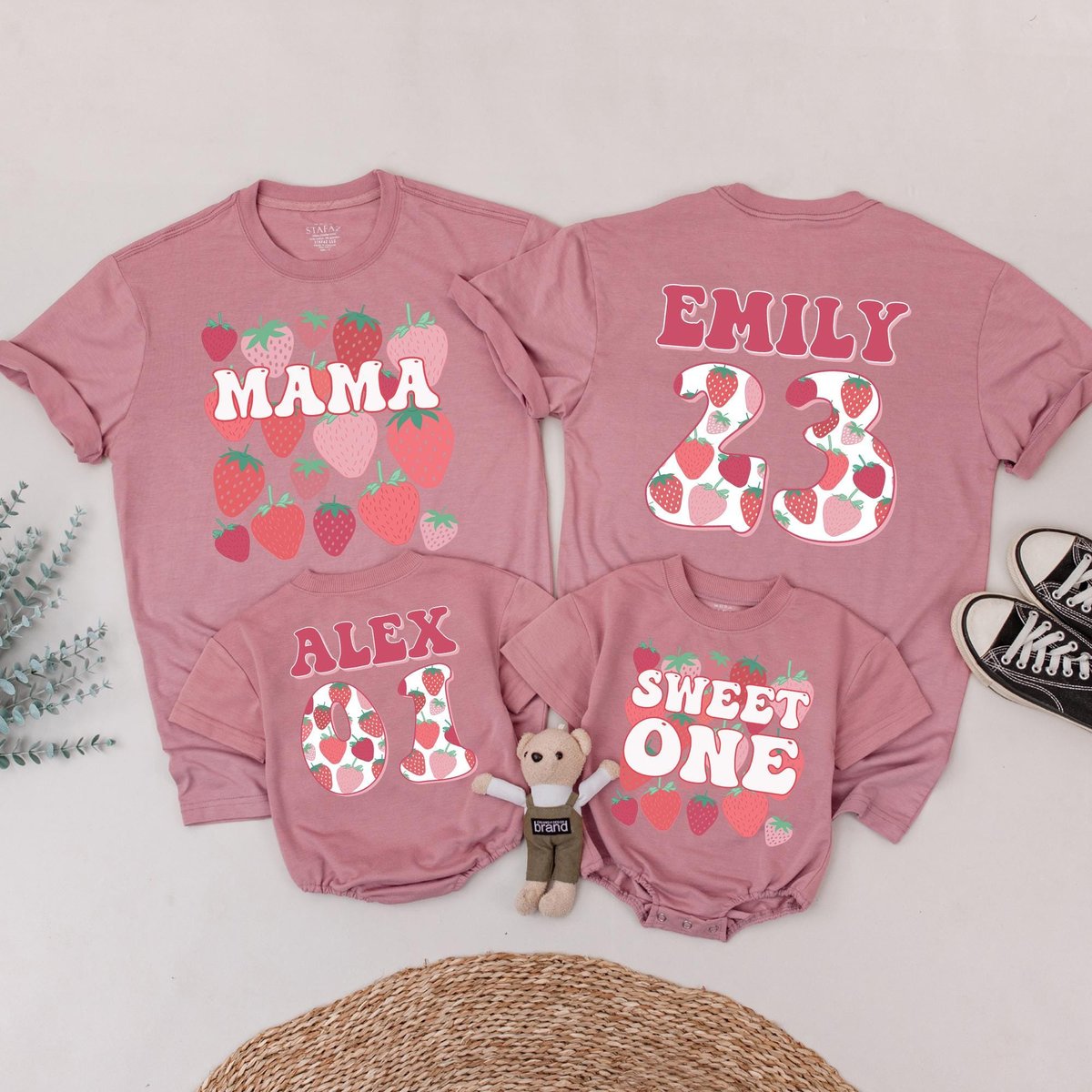 Berry First Family Birthday T shirt Sweet One Family Shirts Strawberry 1st Birthday Outfit Mommy and 183