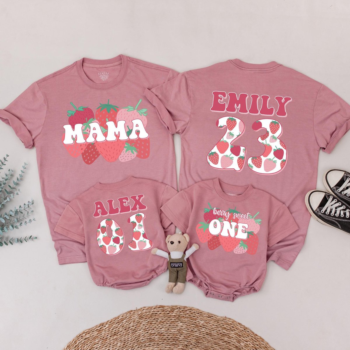 Berry First Family Birthday T shirt Sweet One Family Shirts Strawberry 1st Birthday Outfit Mommy and 185