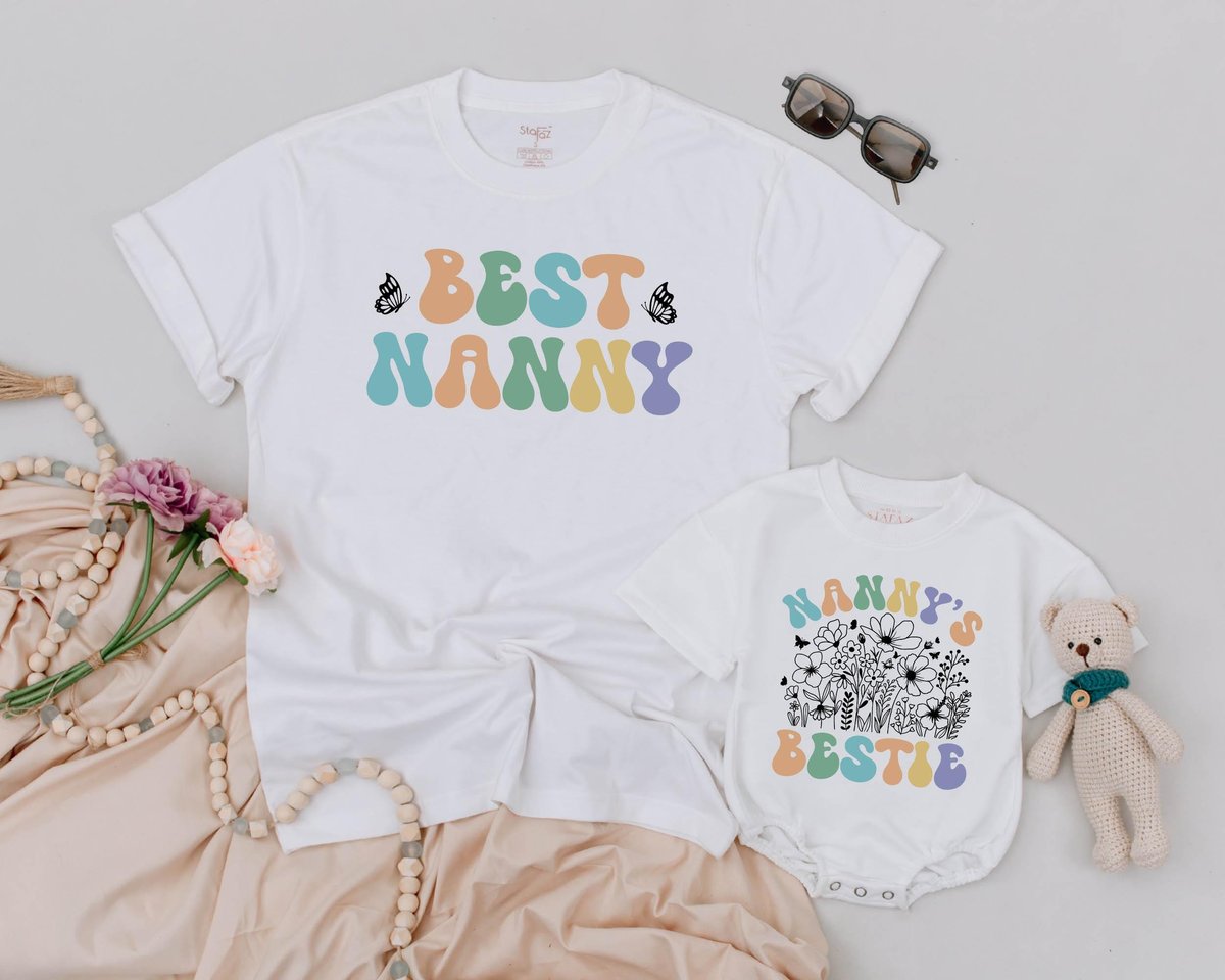 Best Nanny Nanny's Bestie Matching Shirts Grandma's Bestie Mommy and Me Outfit 1st Mother's Day N 169