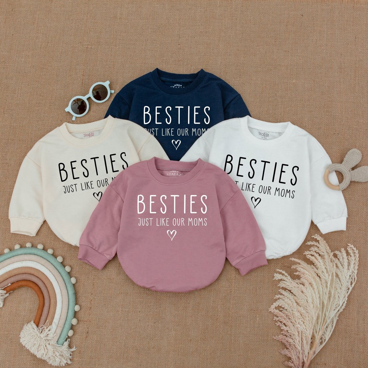 Besties Just Like Our Moms Baby Romper Matching Baby Outfits Baby Clothes aby Best Friends Bodysuit 160