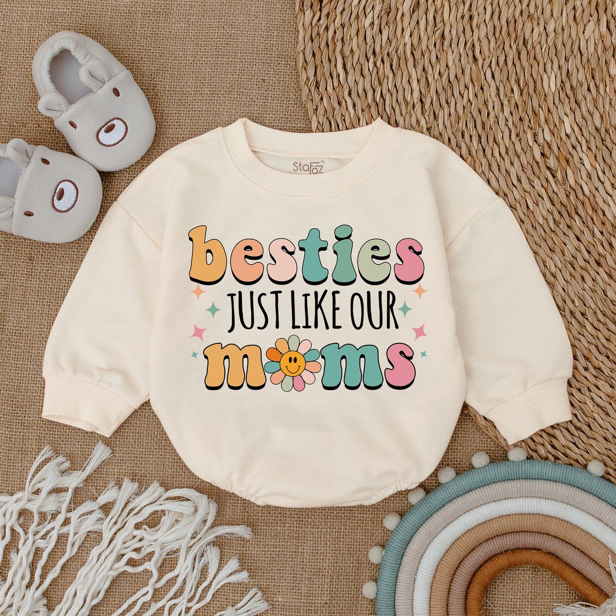 Besties Just Like Our Moms Baby Romper Matching Baby Outfits Baby Clothes aby Best Friends Bodysui