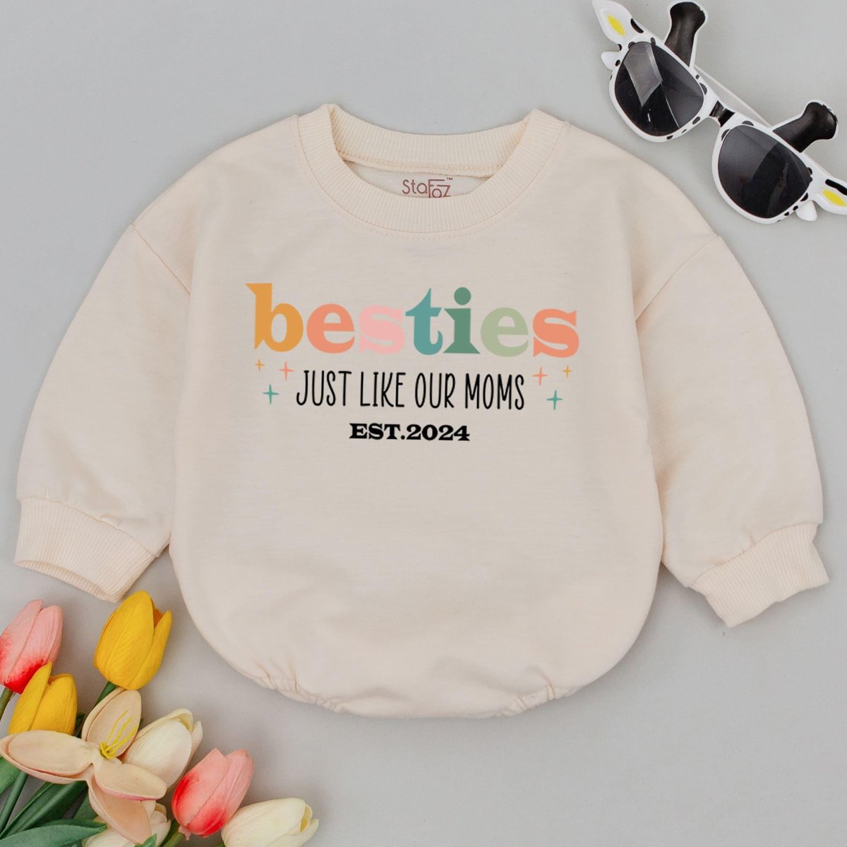 Besties Just Like Our Moms Baby Romper Best Friend Outfits Baby Clothes Funny New Mom Gift BFF Gift 181