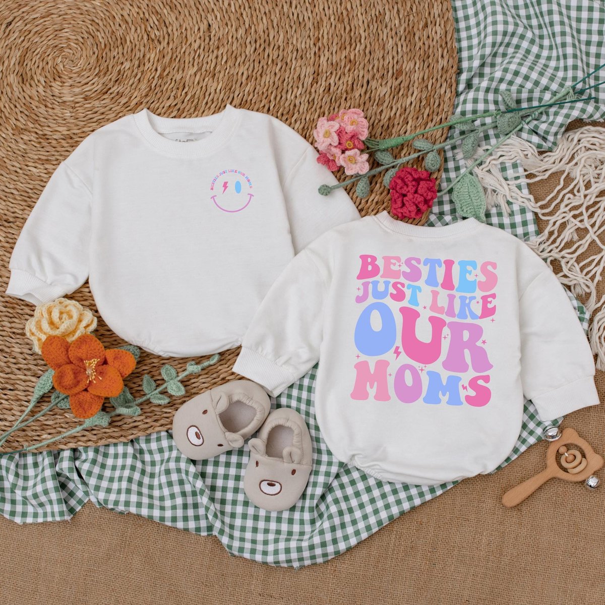 Besties Just Like Our Moms Baby Romper Friends Baby Bodysuit Cute Little Besties Bodysuit Best Frien 188