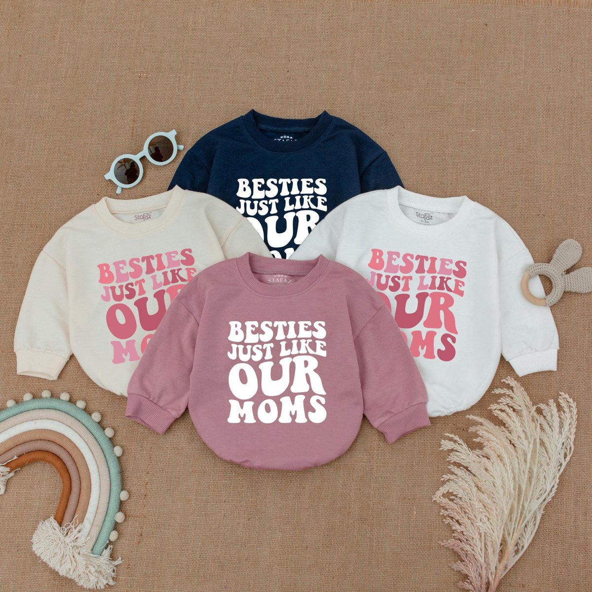 Besties Just Like Our Moms Bubble Romper Baby AnnouncementBaby ClothesBest Friends Baby BodysuitBaby 182