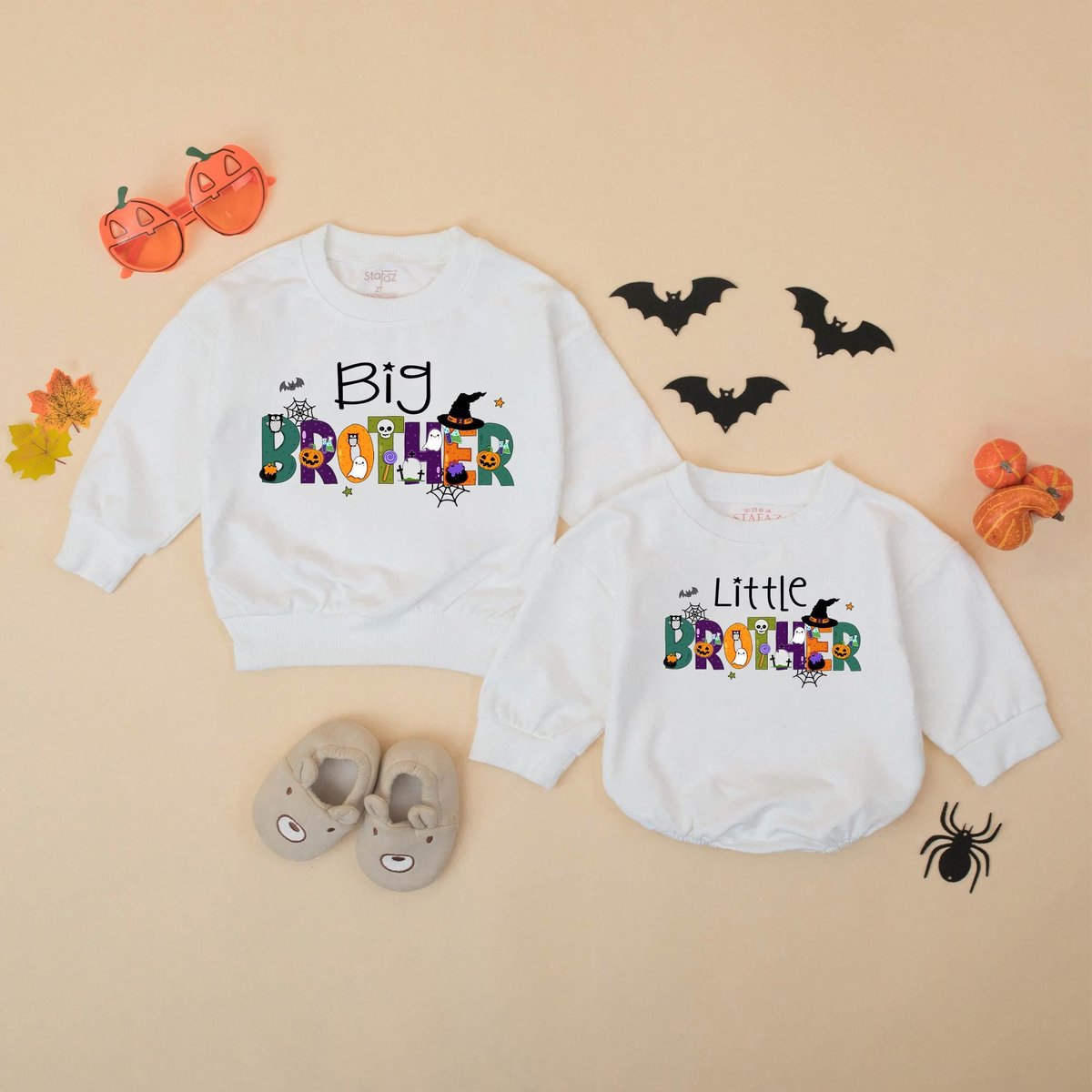 Big Brother Little Brother Halloween Matching Shirts Spooky Sibling Outfits Fall Baby Toddler Boy Ha 432