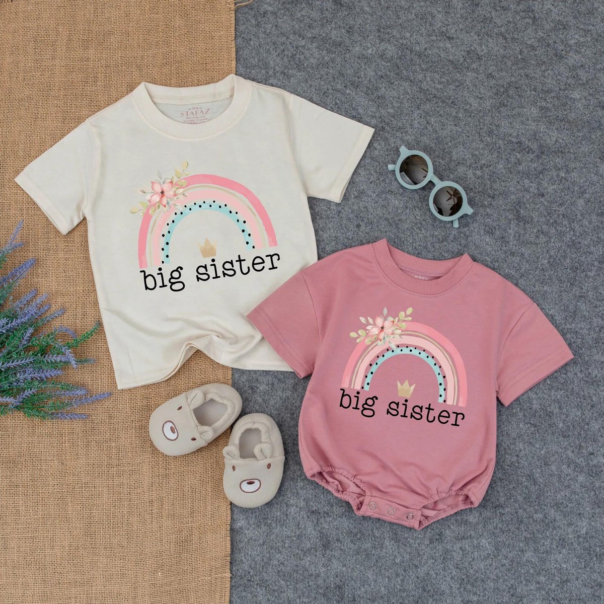 Big Sister Bubble Romper And T Shirt Summer Kid Outfit Baby Girl Clothes Toddler and Youth Tee Gift 430