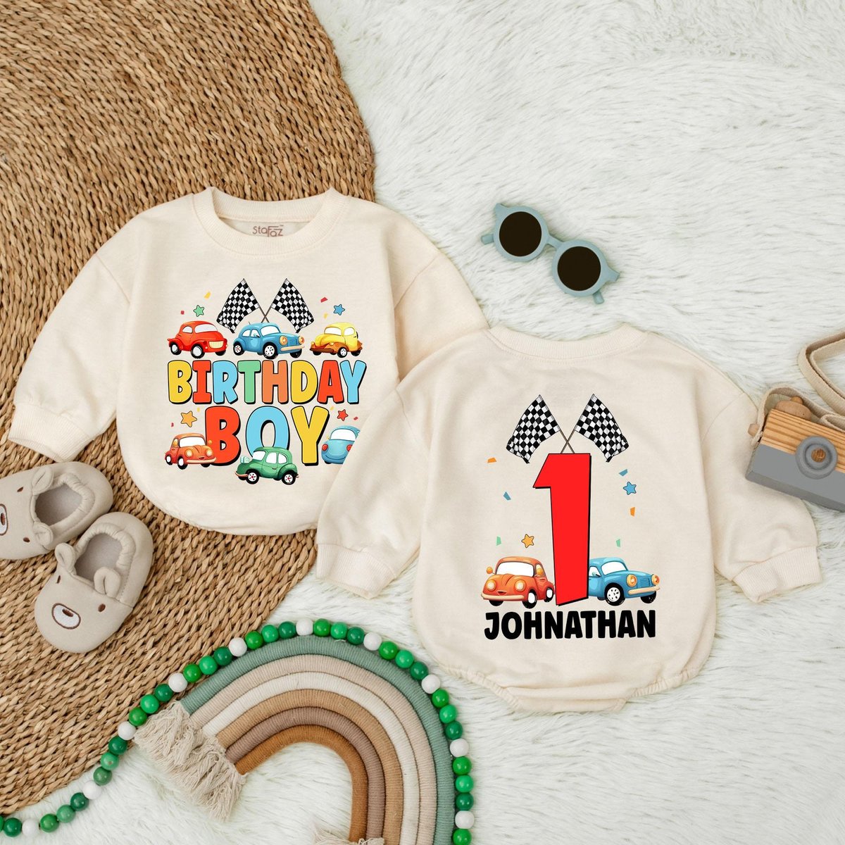 Birthday Boy Bubble Romper Personalized Cars Birthday Gift Custom Cars Birthday Boy Clothing Vehicle 185