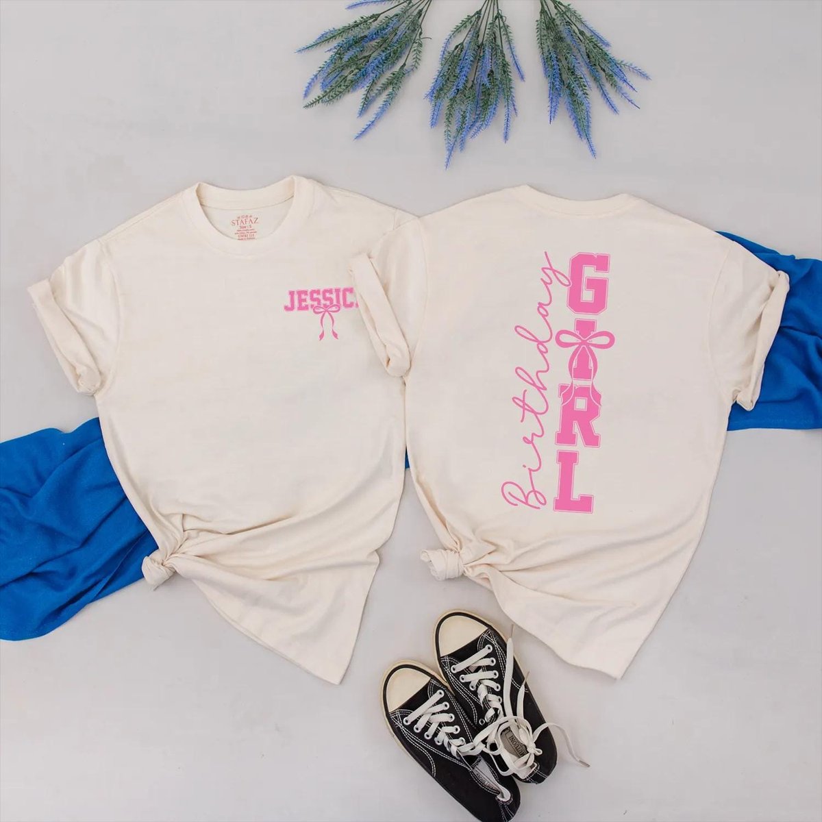 Birthday Girl Shirt Pink Bow Tee Custom Name T Shirt Personalized Cute Birthday Outfit Pink Clothes 433