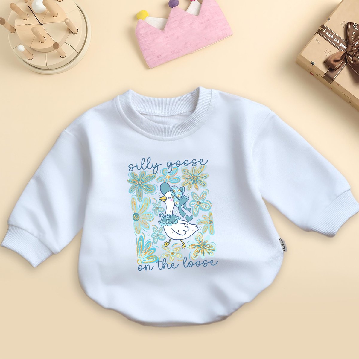 Boho Silly Goose On The Loose Baby Outfit Coquette Mama Goose Baby Romper Funny Shirt for Kids Bubbl 437