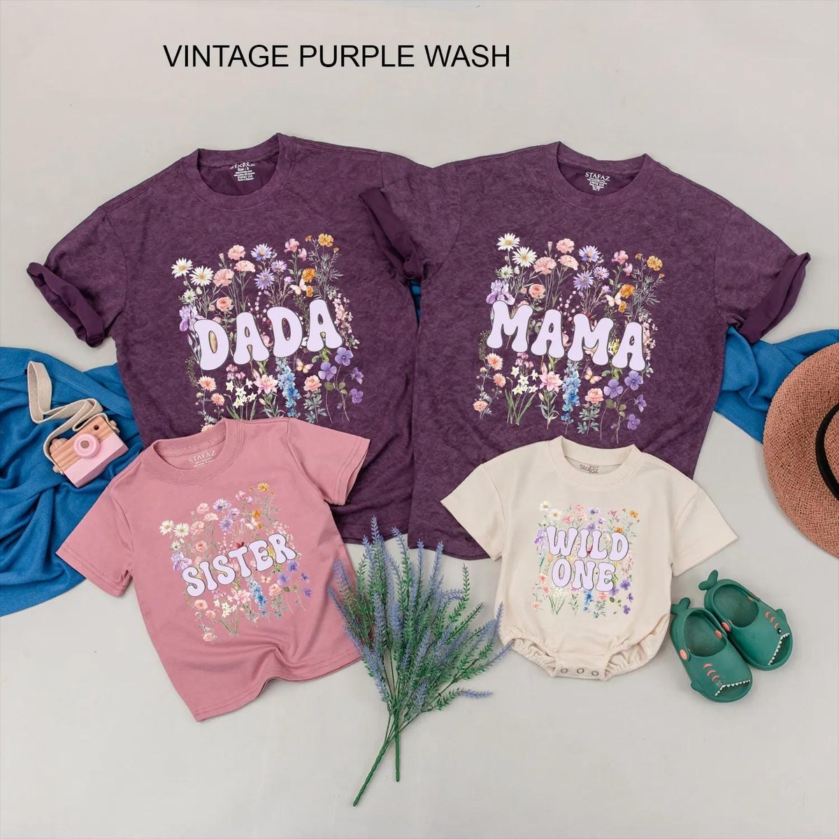 Boho Wild One Wildflower 1st Birthday Girl Shirts for Family Wildflower Theme Matching T shirt Daddy 188