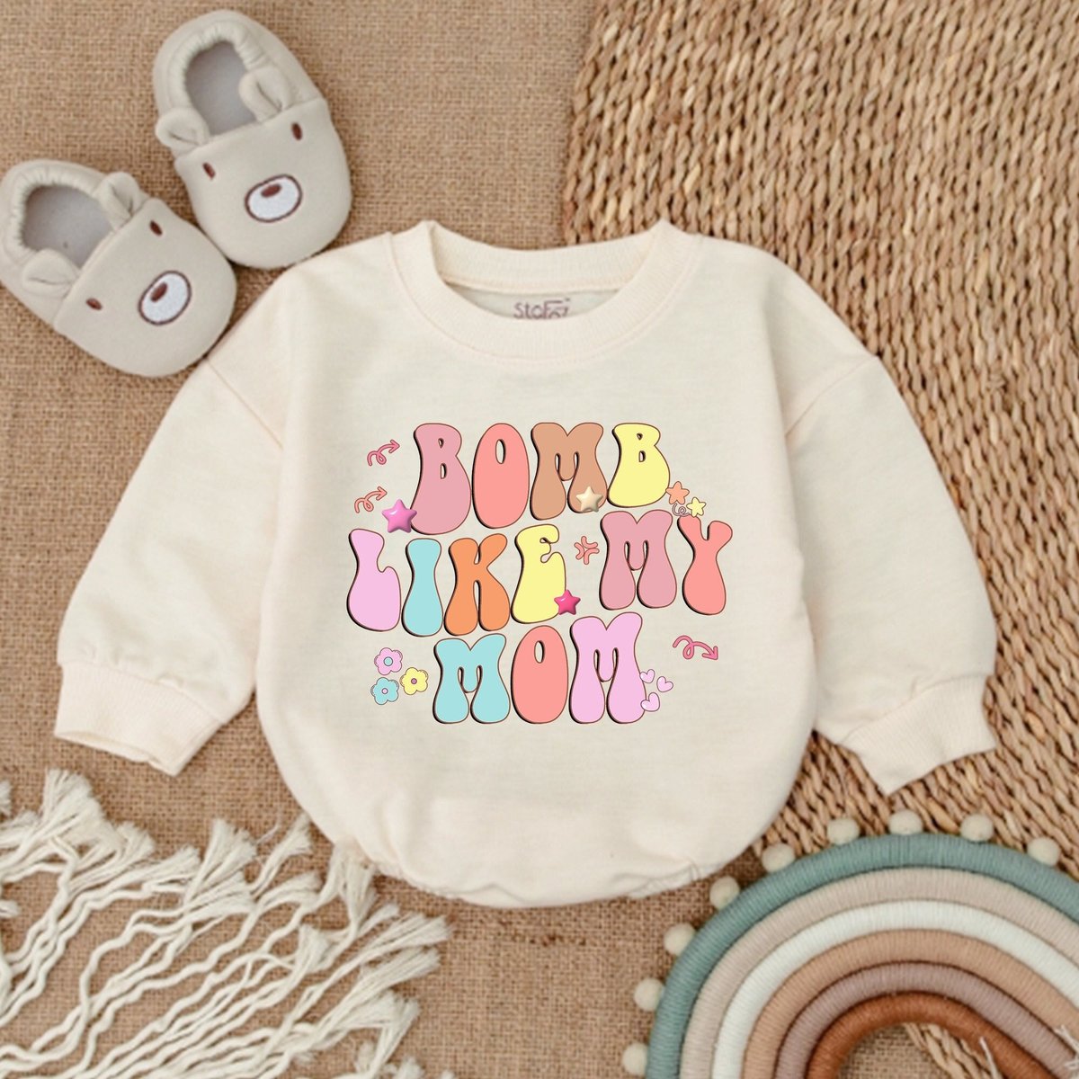 Bomb Like My Mom Romper Mommy Me Bodysuit Mama's Girl Shirt Romper for Baby Girl Baby Girl Outfit G