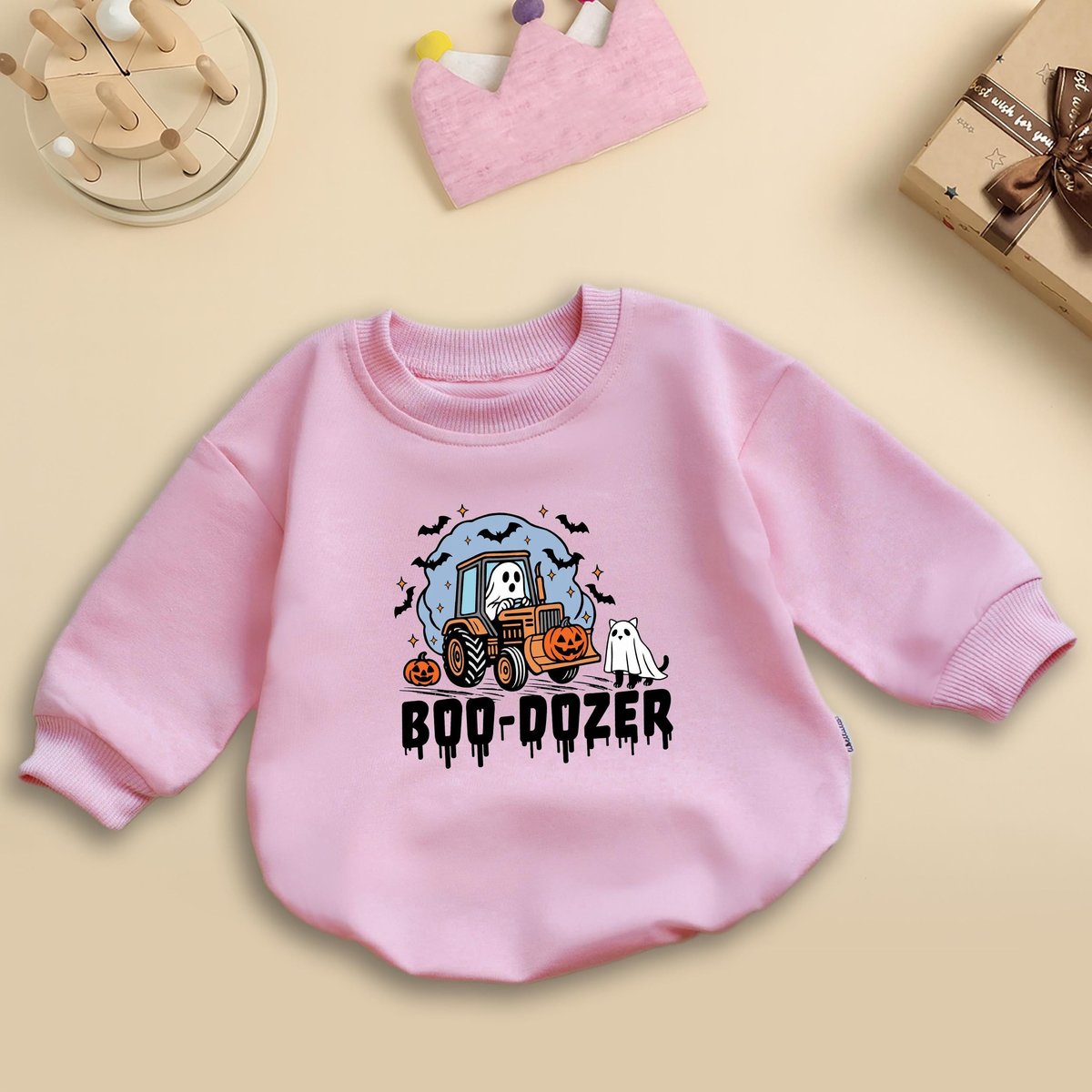 Boo Dozer Baby Romper Halloween Ghost Bodysuit Boo Dozer Outfit Halloween Baby Shower Gift Boo Dozer 436