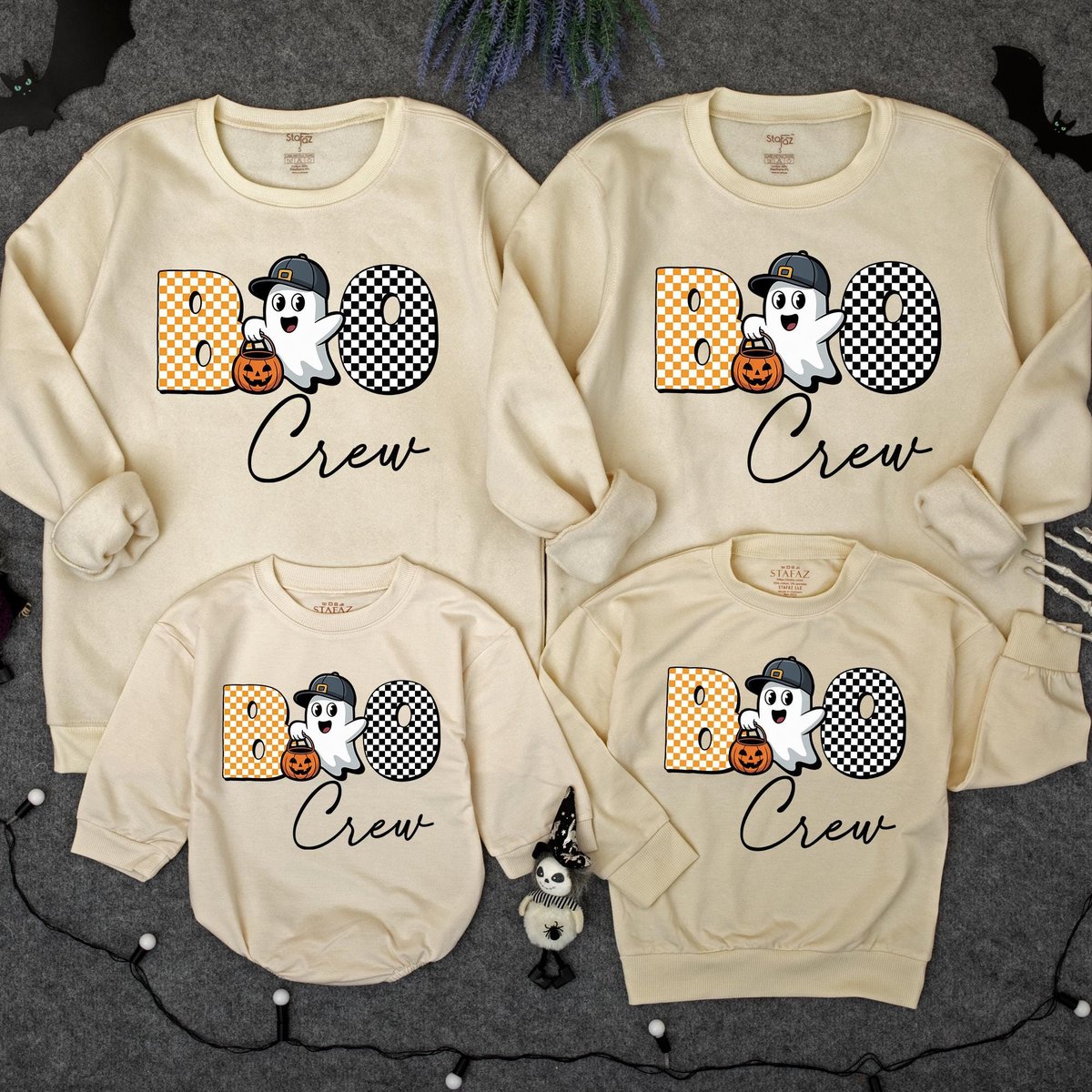 Boo Ghost Bubble Romper Sweatshirt Halloween Baby Crew Outfit Halloween Boo crew Baby Halloween Cost 433