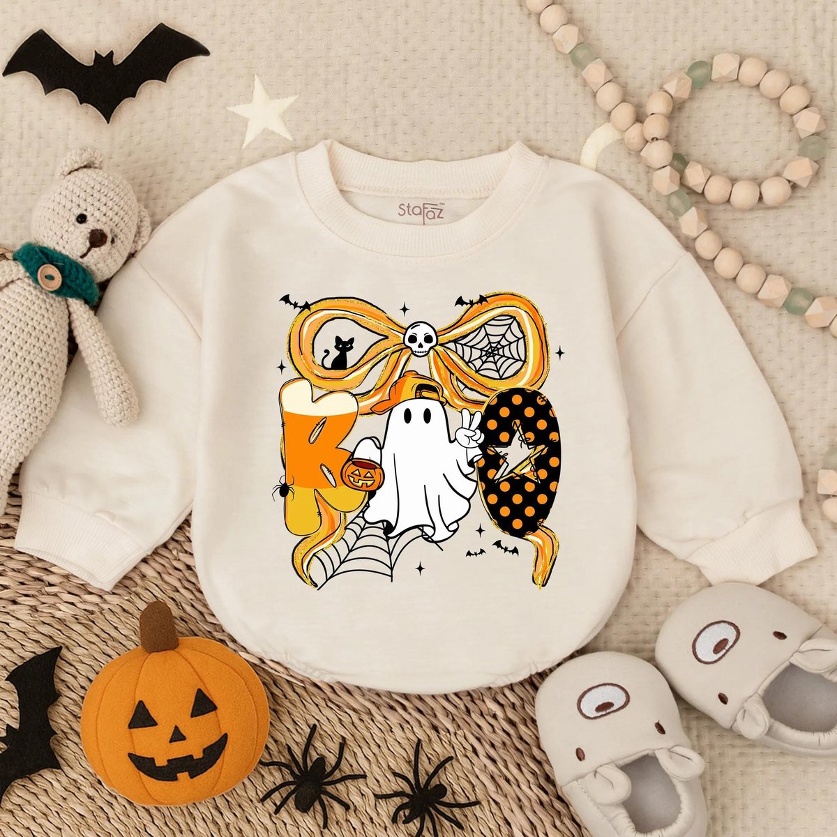 Boo Ghost Bubble Romper Sweatshirt Halloween Baby Boy Outfit Halloween Baby Shirt Baby Halloween Cos
