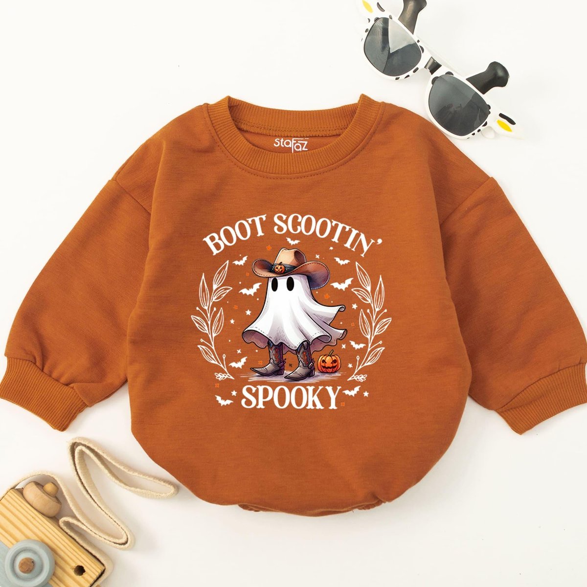 Boot Scootin Spooky Baby Romper Western Baby Halloween Bodysuit Sweatshirts Halloween Baby Outfit Fa 178