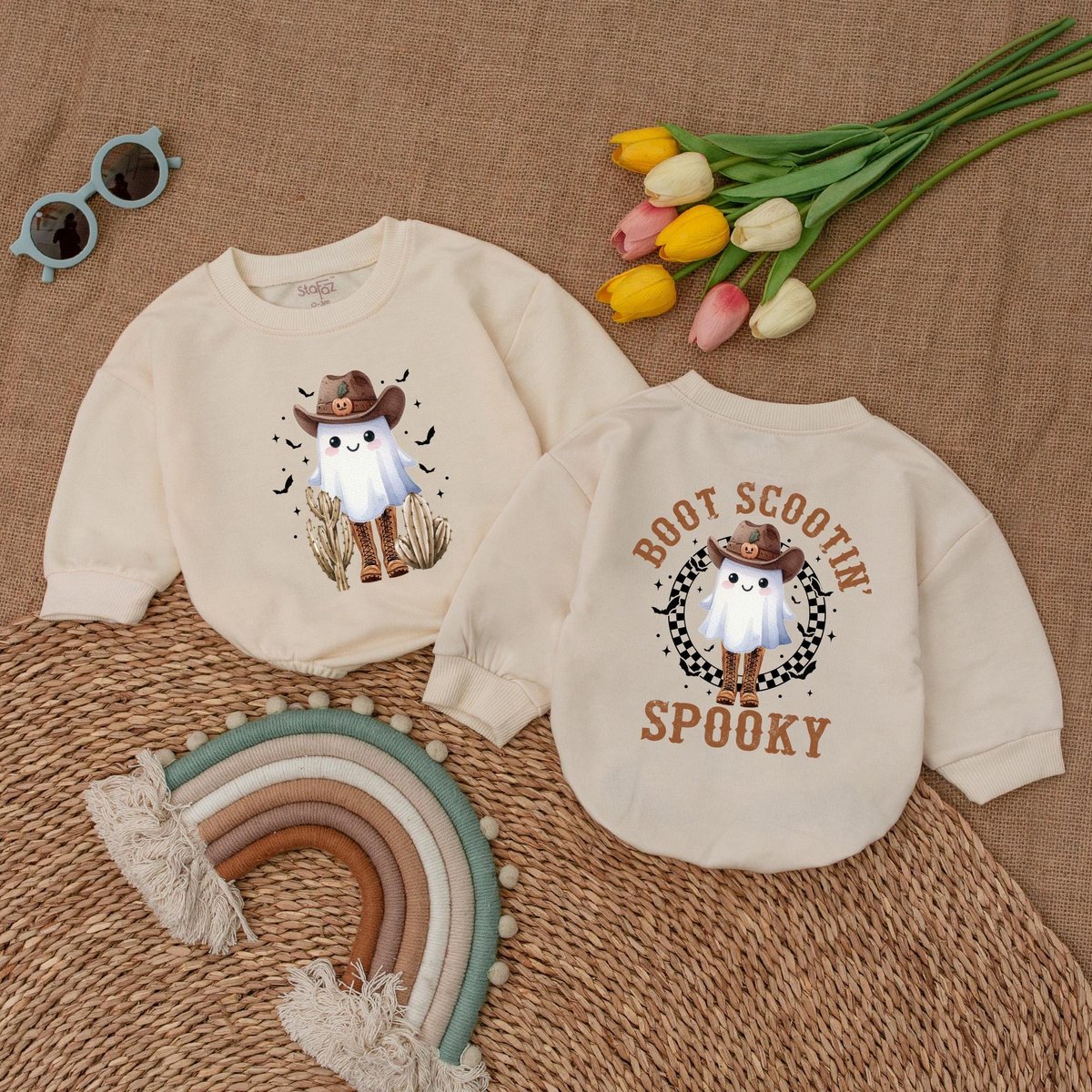 Boot Scooting Spooky Baby Romper Western Ghost Bodysuit Baby Halloween Costume Baby Halloween Outfit 179