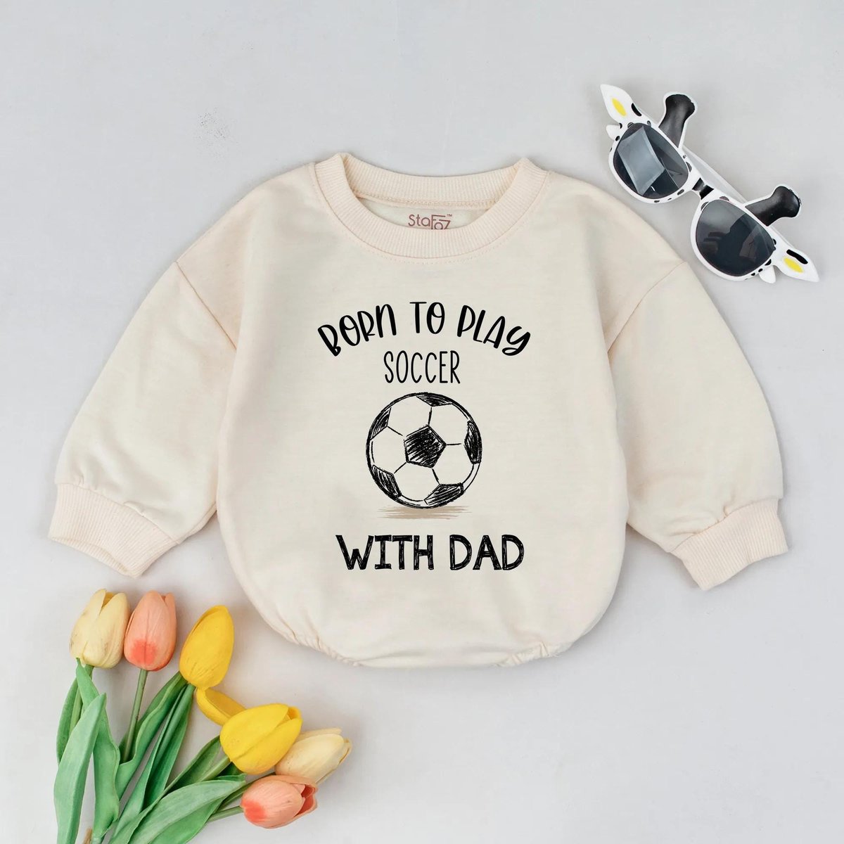 Born To Play Soccer with Dad Baby Romper Funny Soccer Bodysuit Sport Baby Outfit Baby Boy Clothes Gi 435