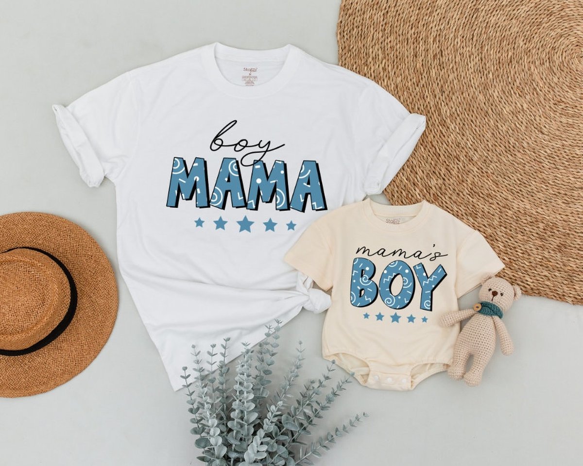 Boy Mama and Baby Boy Matching Shirts Infant Bodysuit Mom and Baby Matching Shirts Happy Our Mother3 169