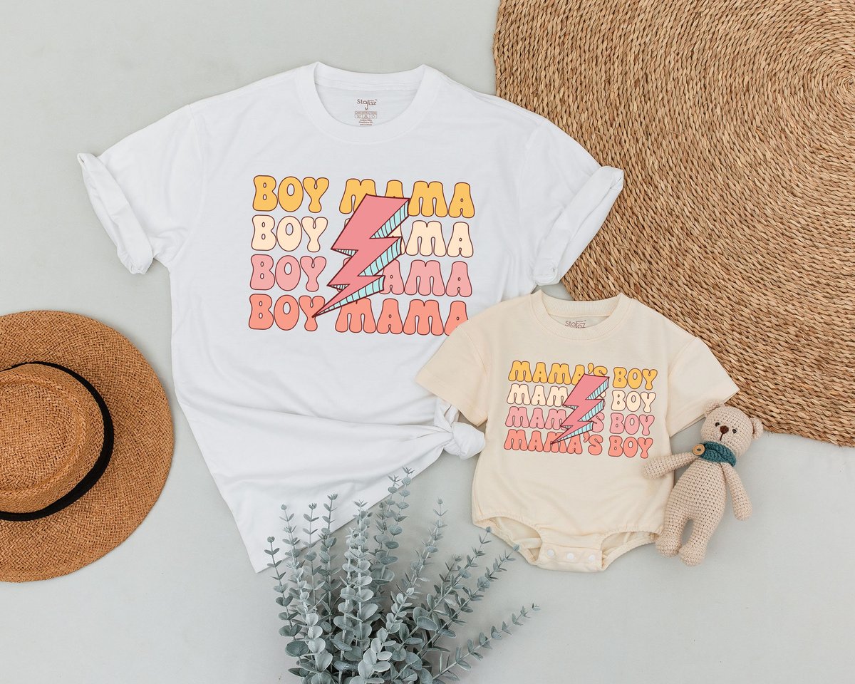 Boy Mama and Boy Matching Shirts Rocker Mama and Son Outfit Retro Boy Mama Shirt Mom and Baby Shirt 168