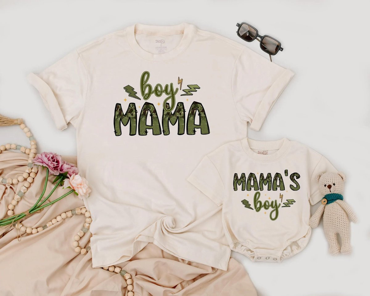 Boy Mama Shirt and Mama's Boy Outfit Personalized Duck Lover Matching Mom and Baby Clothes Camoufla 189