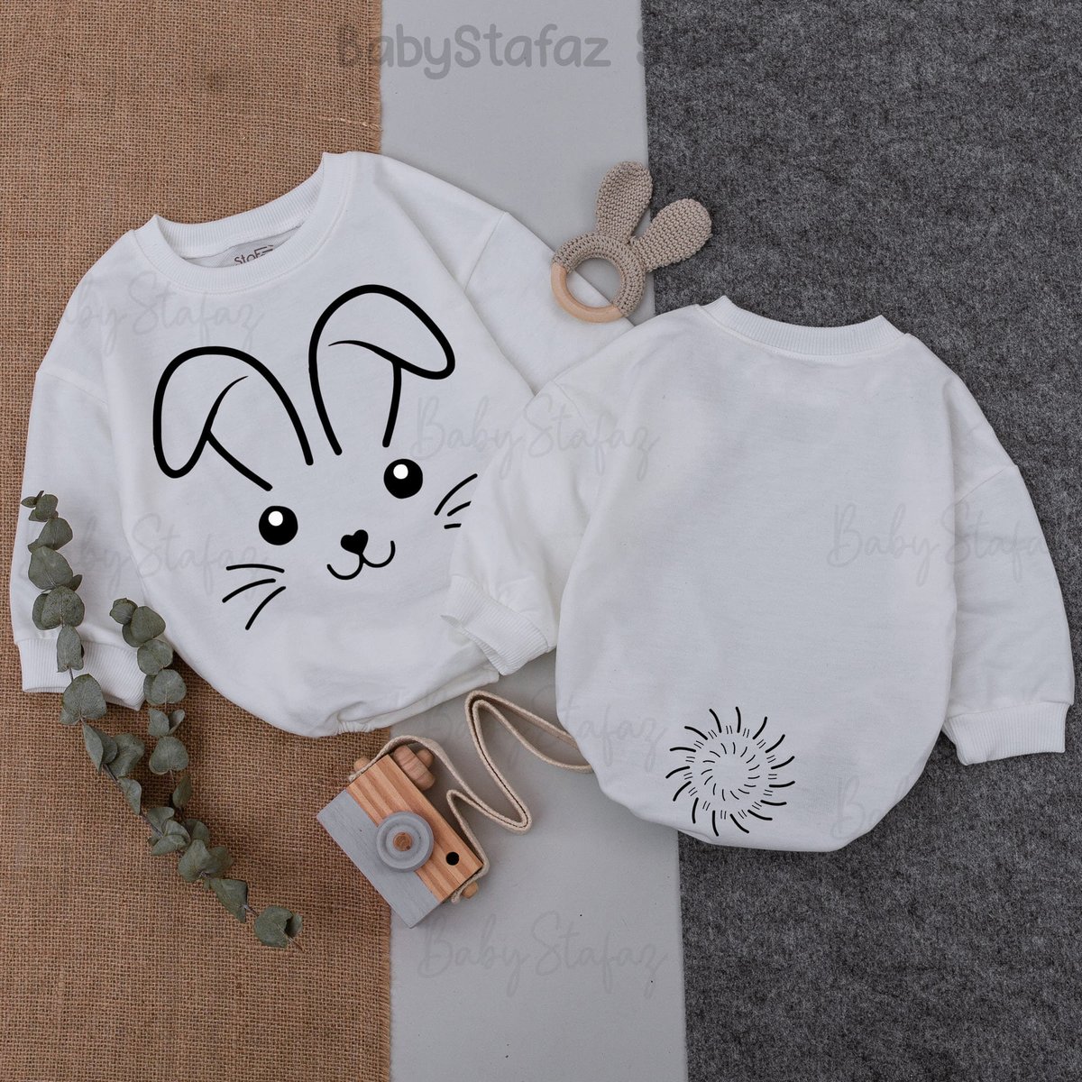 Bunny Face Baby Romper Bunny Face Romper Bunny Face and Tail Baby Clothes Easter Day Baby Gift Easte 166