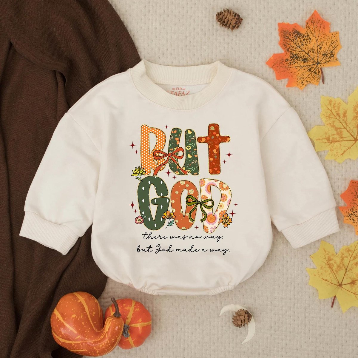 But God Floral Pumpkin Baby Romper Christian Fall Infant Outfit Religious Thanksgiving Sweatshirt Fa