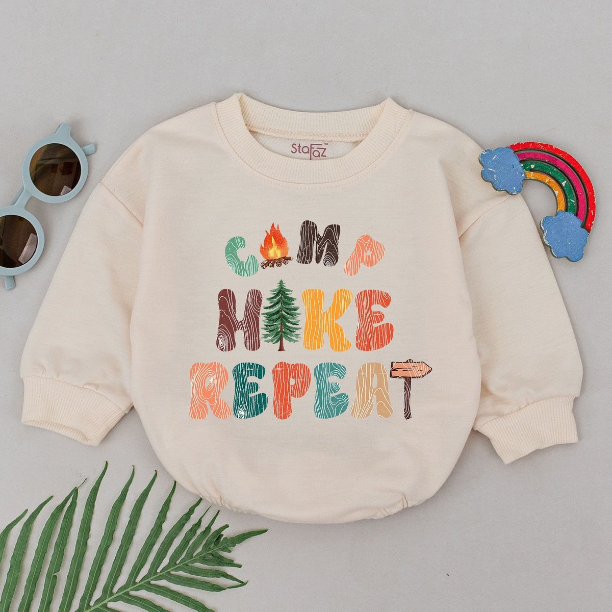 Camp Hike Repeat Romper Retro Camping Baby Romper Adventure Baby Bodysuit Baby Shower Gift Pregnancy