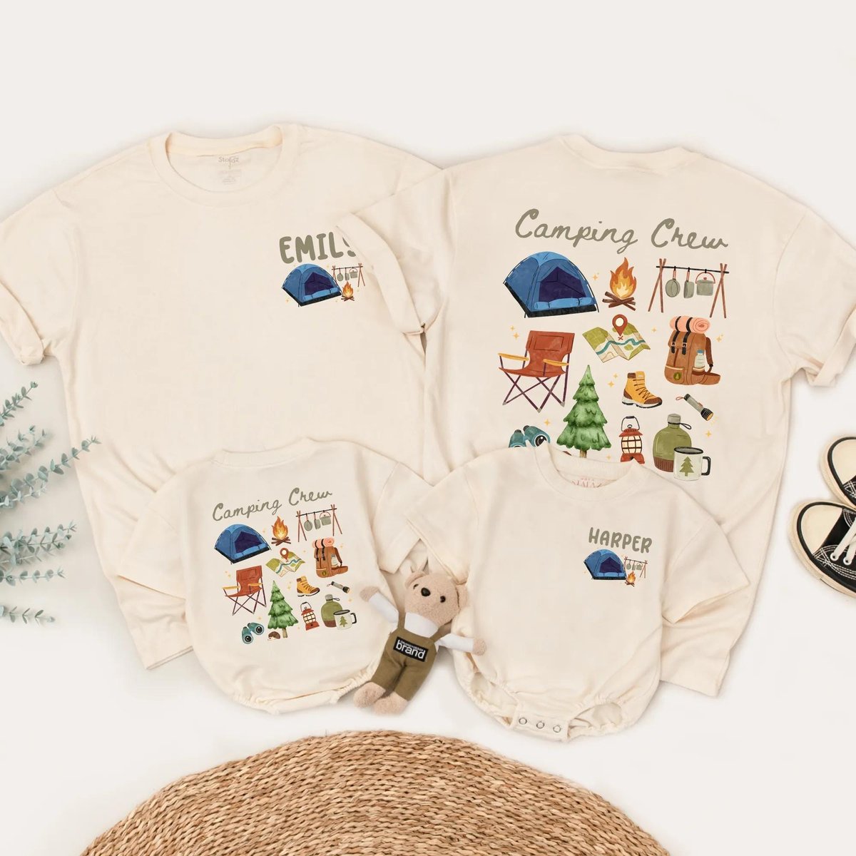 Camping Crew Matching Family Shirts Custom Outdoor Trip Outfits Summer Camp Family Tee Gifts for Nat 432