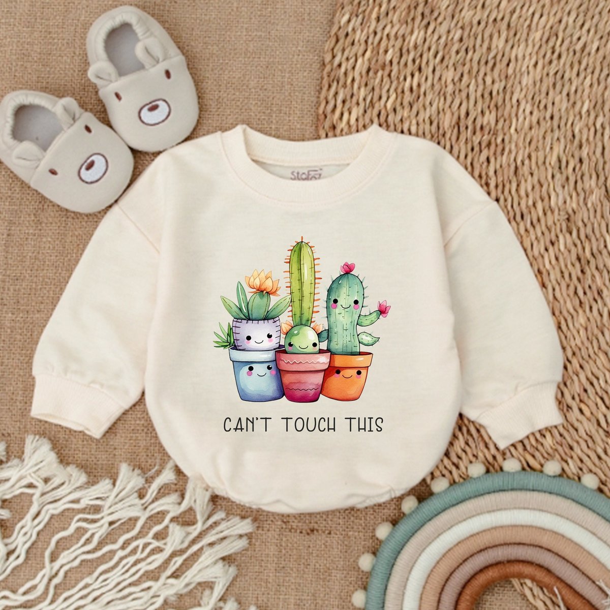 Can't Touch This Baby Romper Newborn Romper Cactus Bodysuit Pregnancy Announcement For baby Newborn