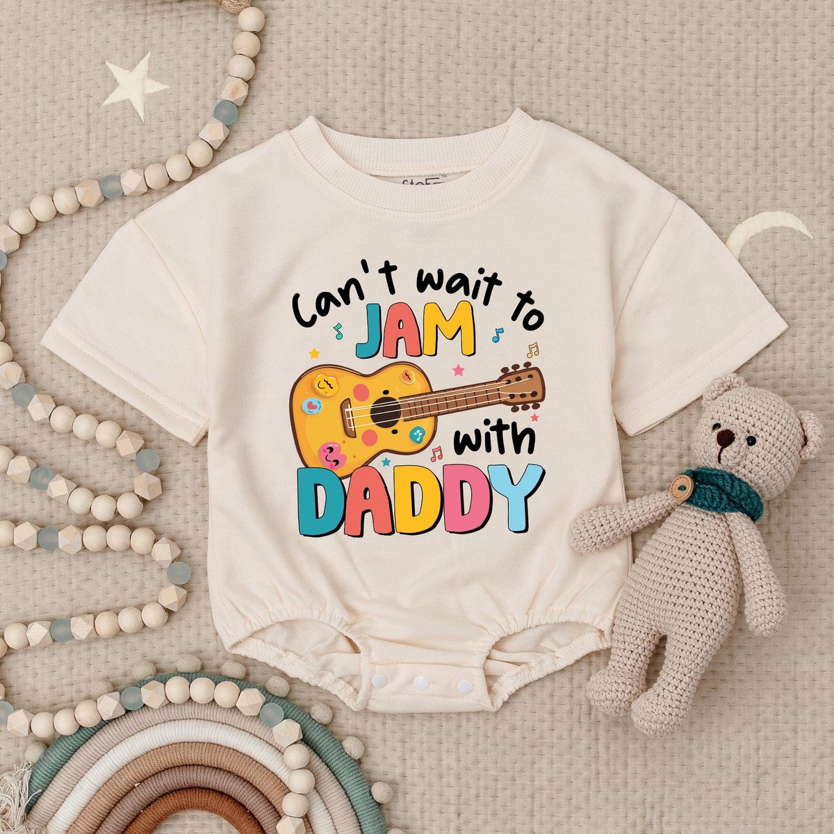 Can't Wait To Jam With Daddy Baby Romper Cute Music Baby Outfit Guitar Baby Shower Gift Newborn Dad