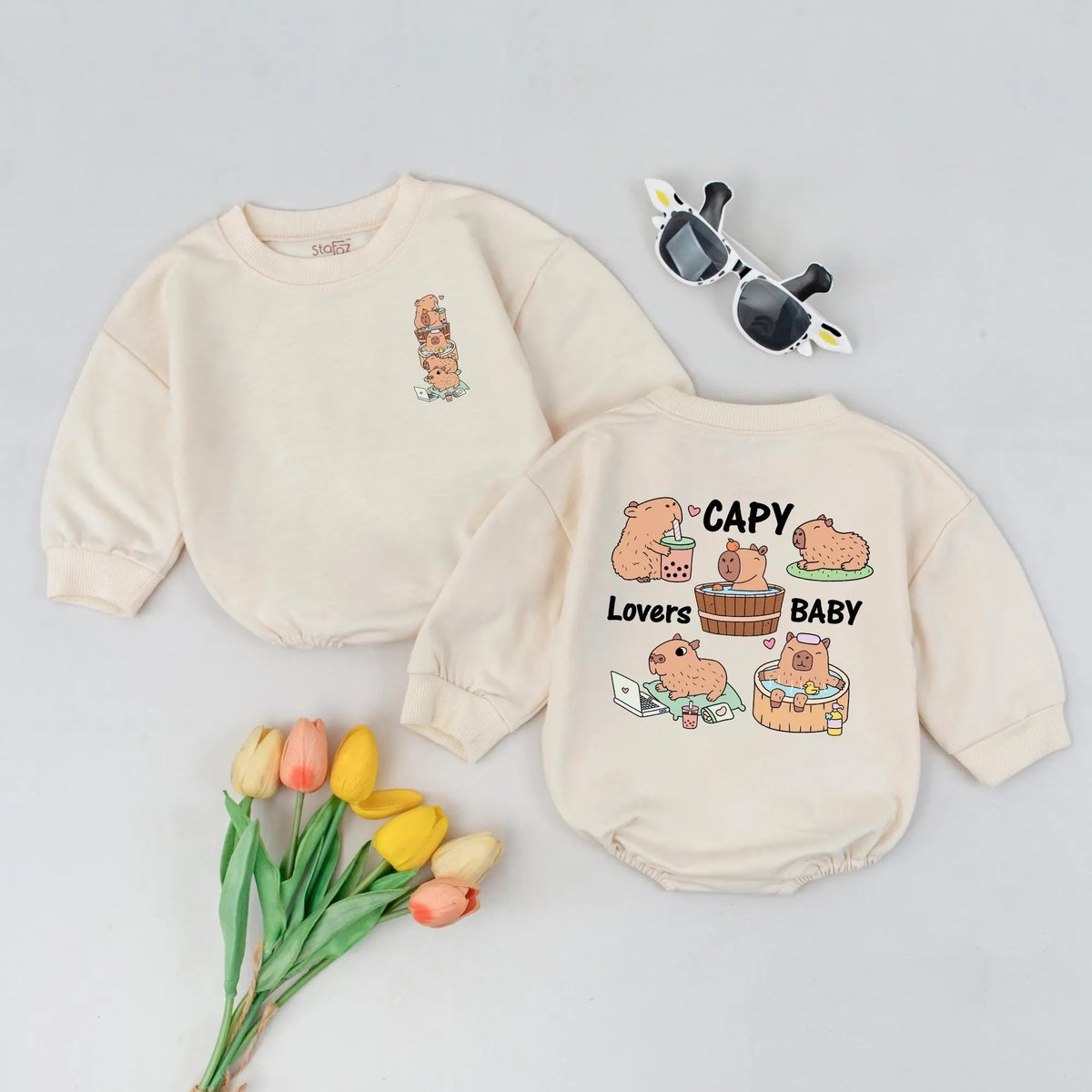 Capy Baby Romper Cute Capybara Outfit Animal Lover Baby Gift Kawaii Toddler Jumpsuit Adorable Infant 430