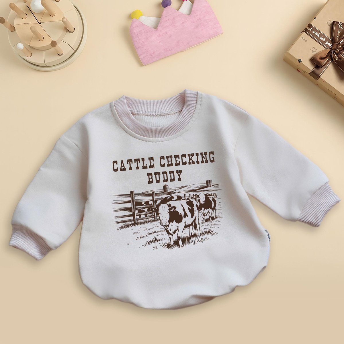 Cattle Checking Buddy Infant Bodysuit Future Farmer Support Local Farmers Cow Baby Outfit Baby Boy F 436