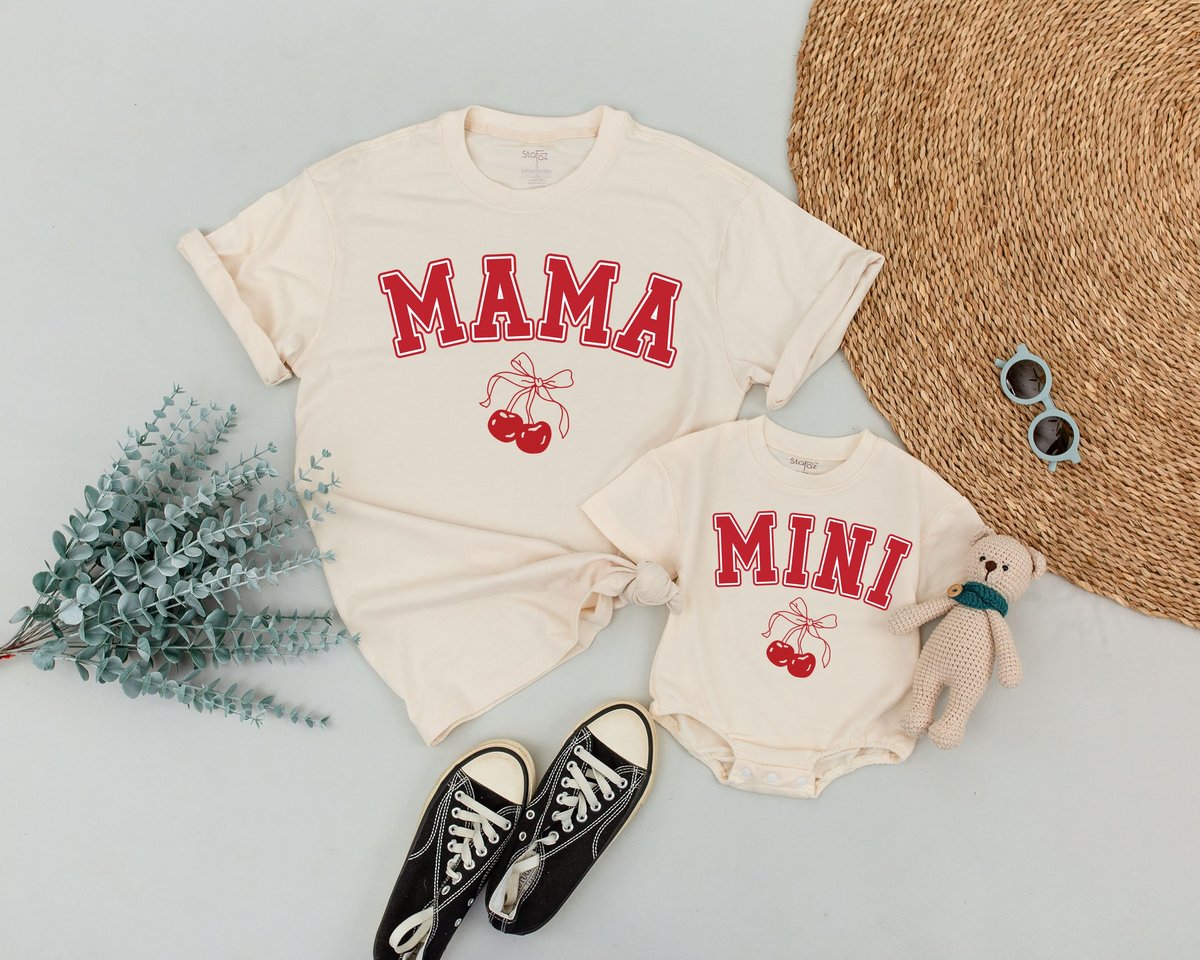 Cherry Mama And Mini Shirts Mother's Day Gift Mom and Daughter Matching Mommy and Me Outfit Cherry 170