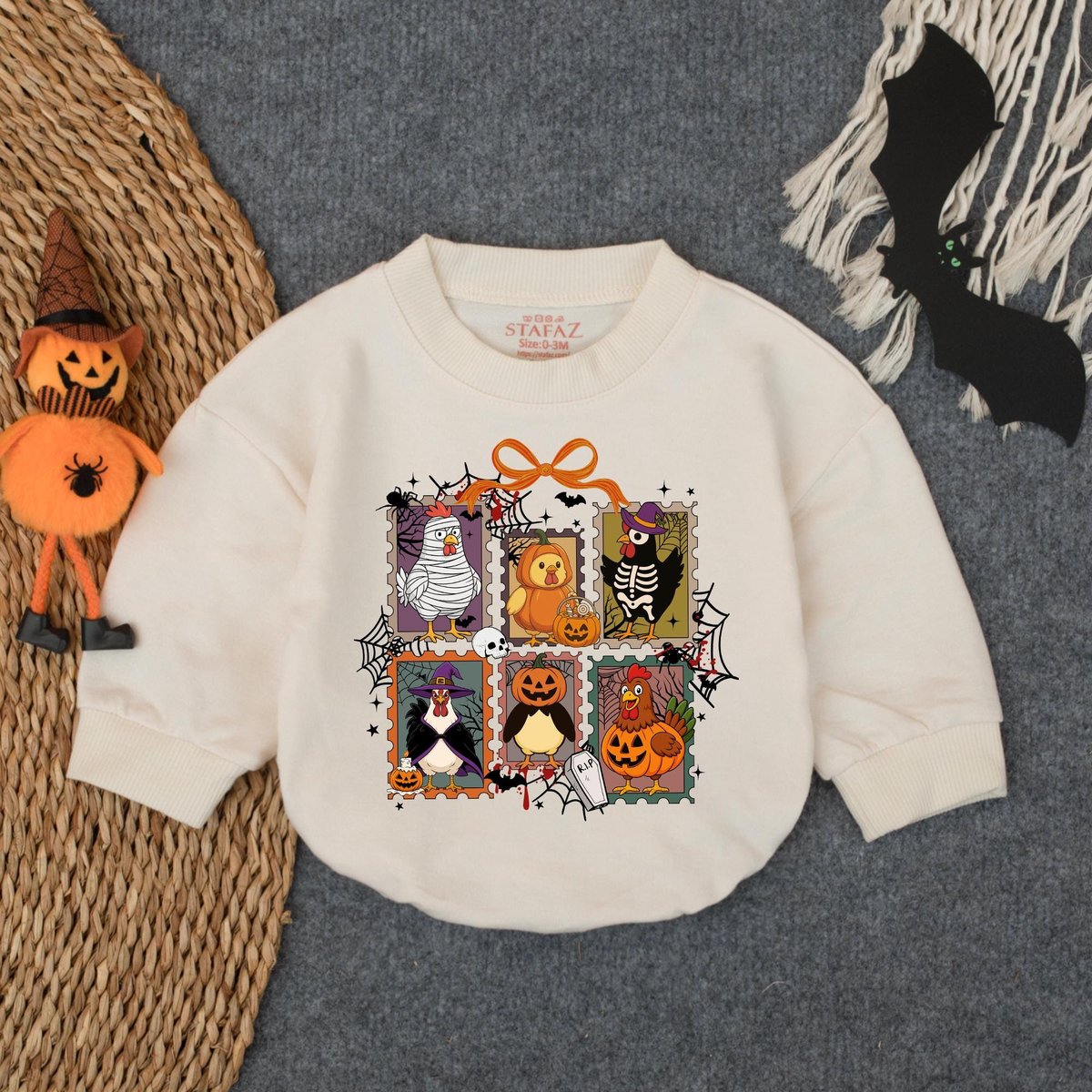 Chick or treat Halloween Baby Romper Spooky Chicken Halloween Ghost Outfits Fall Baby Girl Outfit 1s 434