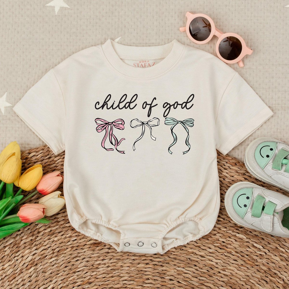 Child Of God Baby Romper Short Sleeves Christian Baby Clothes Faith Religious Baby Bodysuit Newborn