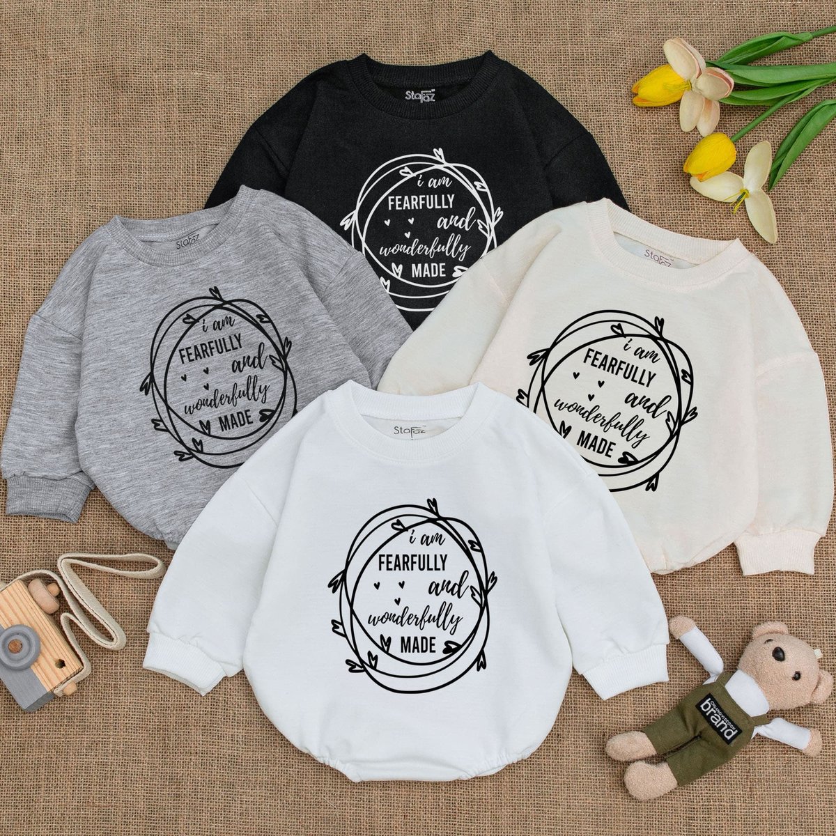 Christian Baby Bodysuit  I Am Fearfully and Wonderfully Made Jesus Bodysuit  Newborn Outfit Newbo 159