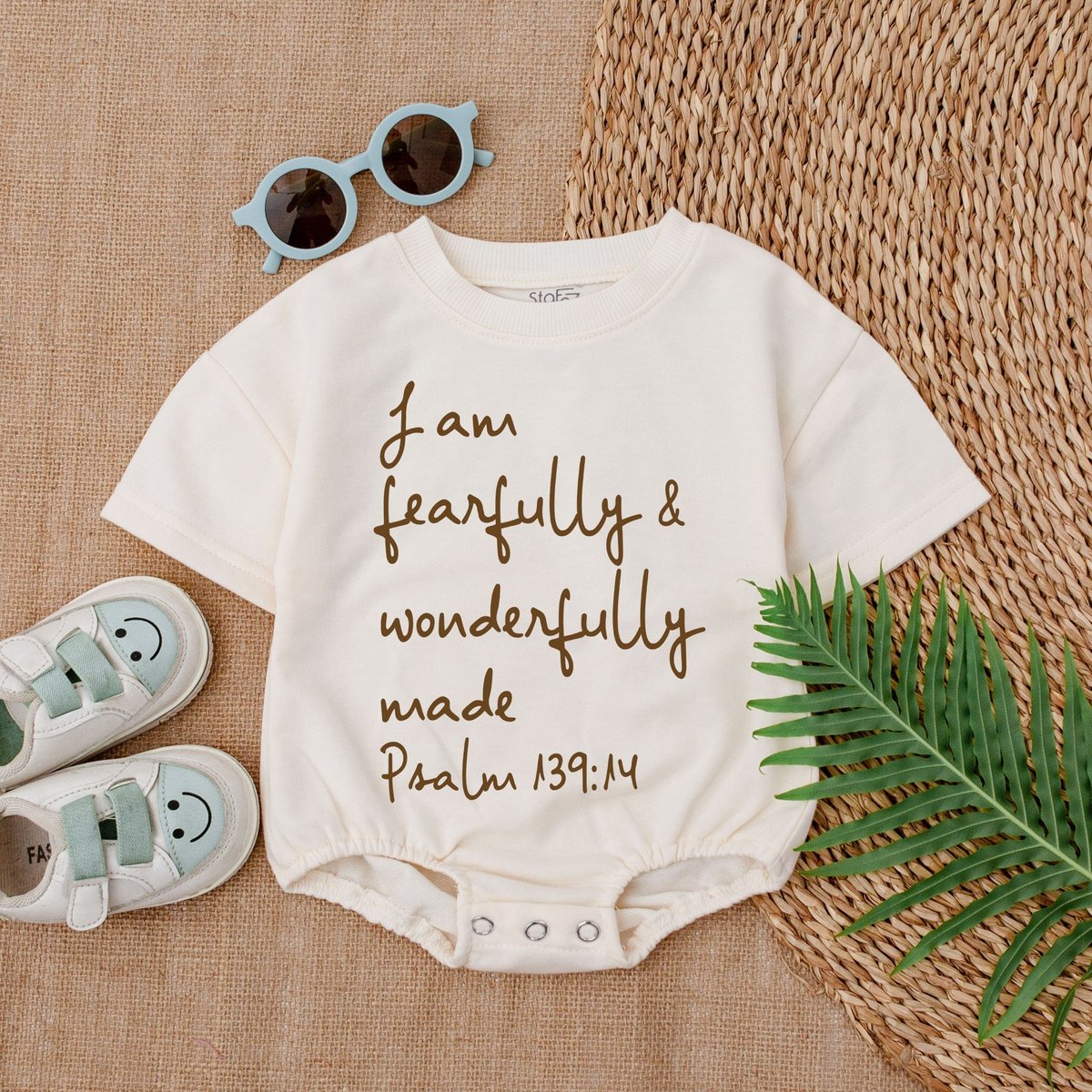 Christian Baby Bodysuit  I Am Fearfully and Wonderfully Made Jesus Romper Newborn Outfit Newborn C