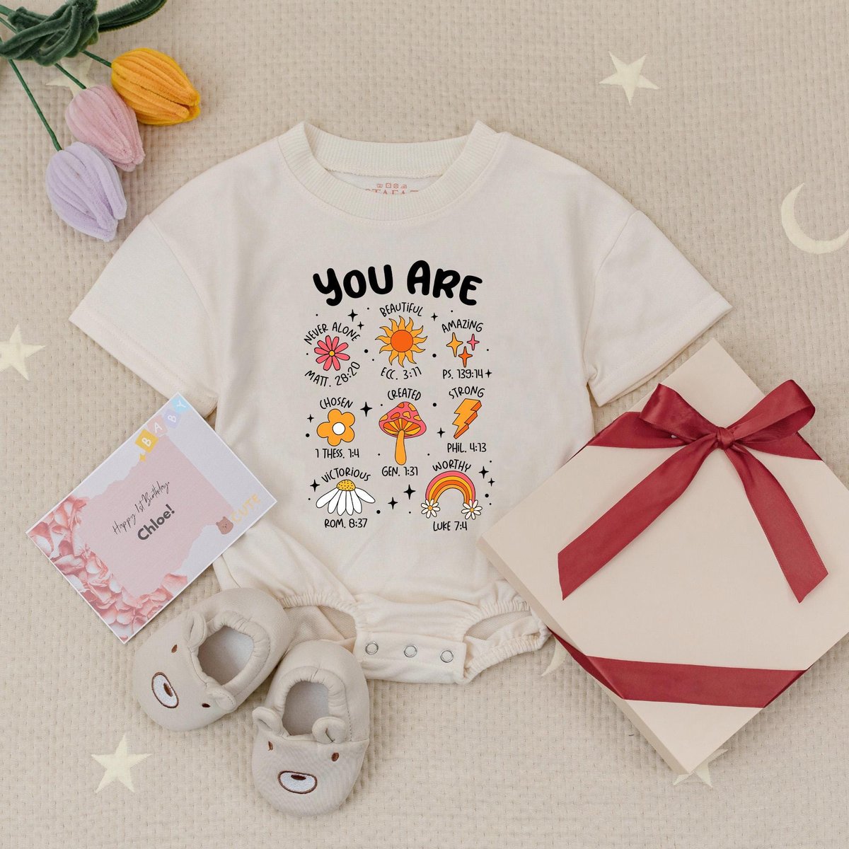 Christian You are Strong Baby Romper Christian Baby Bodysuit Christian Natural Baby Newborn Clothes