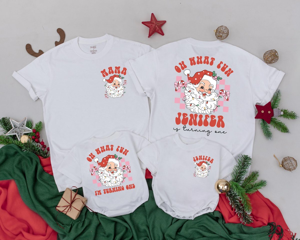 Christmas 1st Birthday Shirts Merry One First Birthday Christmas Matching Family Mommy and Me Baby A 179