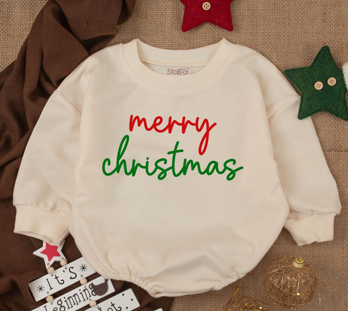 Christmas baby Outfit Merry Christmas super soft cozy warm Baby Romper Christmas baby girl boy Chris 157