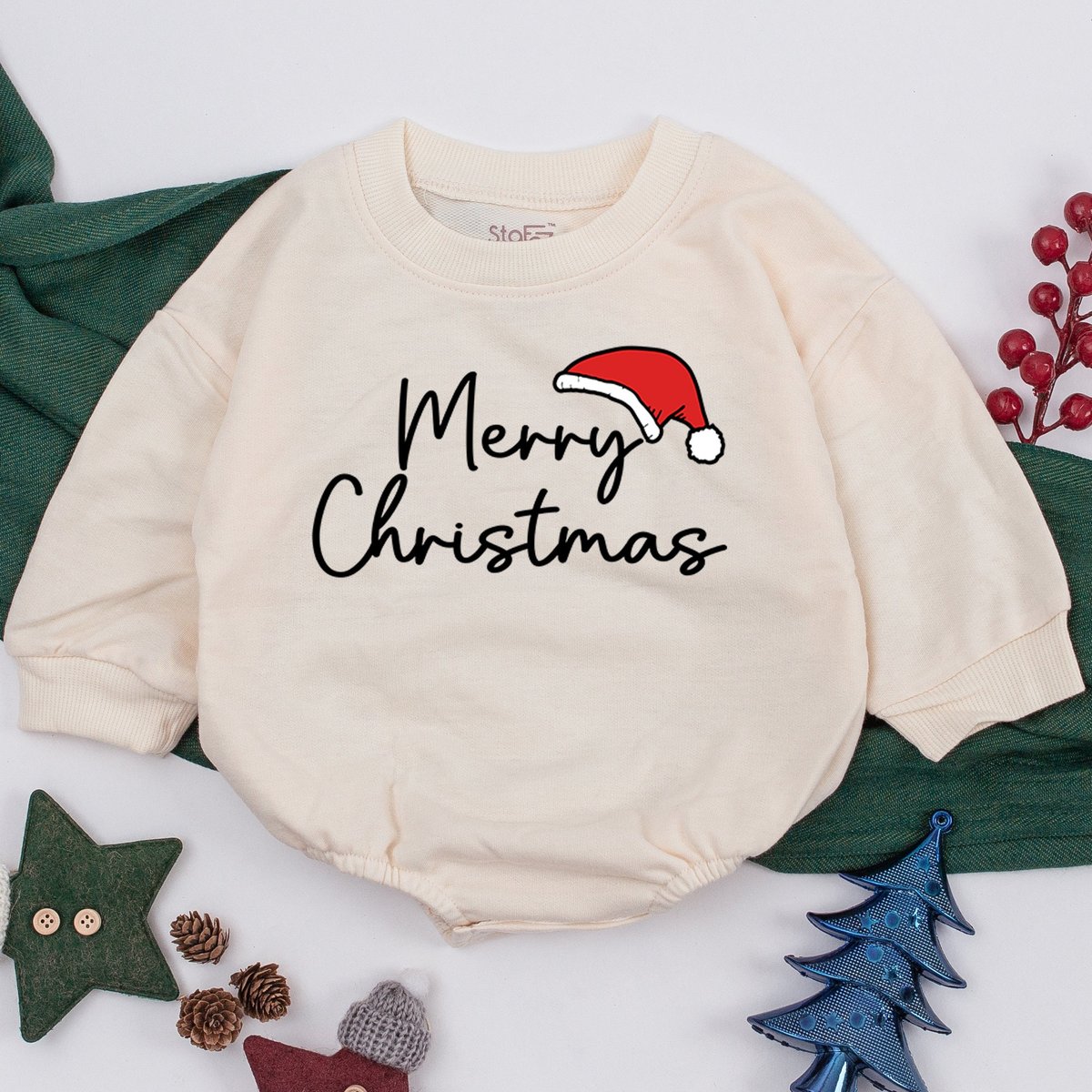 Christmas baby Outfit Merry Christmas super soft cozy warm sweatsuit Christmas baby girl Retro Santa 159