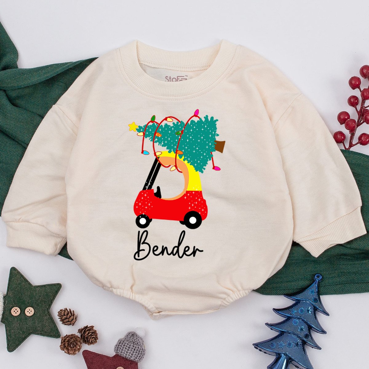 Christmas baby Outfit Personalized Red Car Christmas Baby Romper Christmas baby girl boy Infant Clot 159