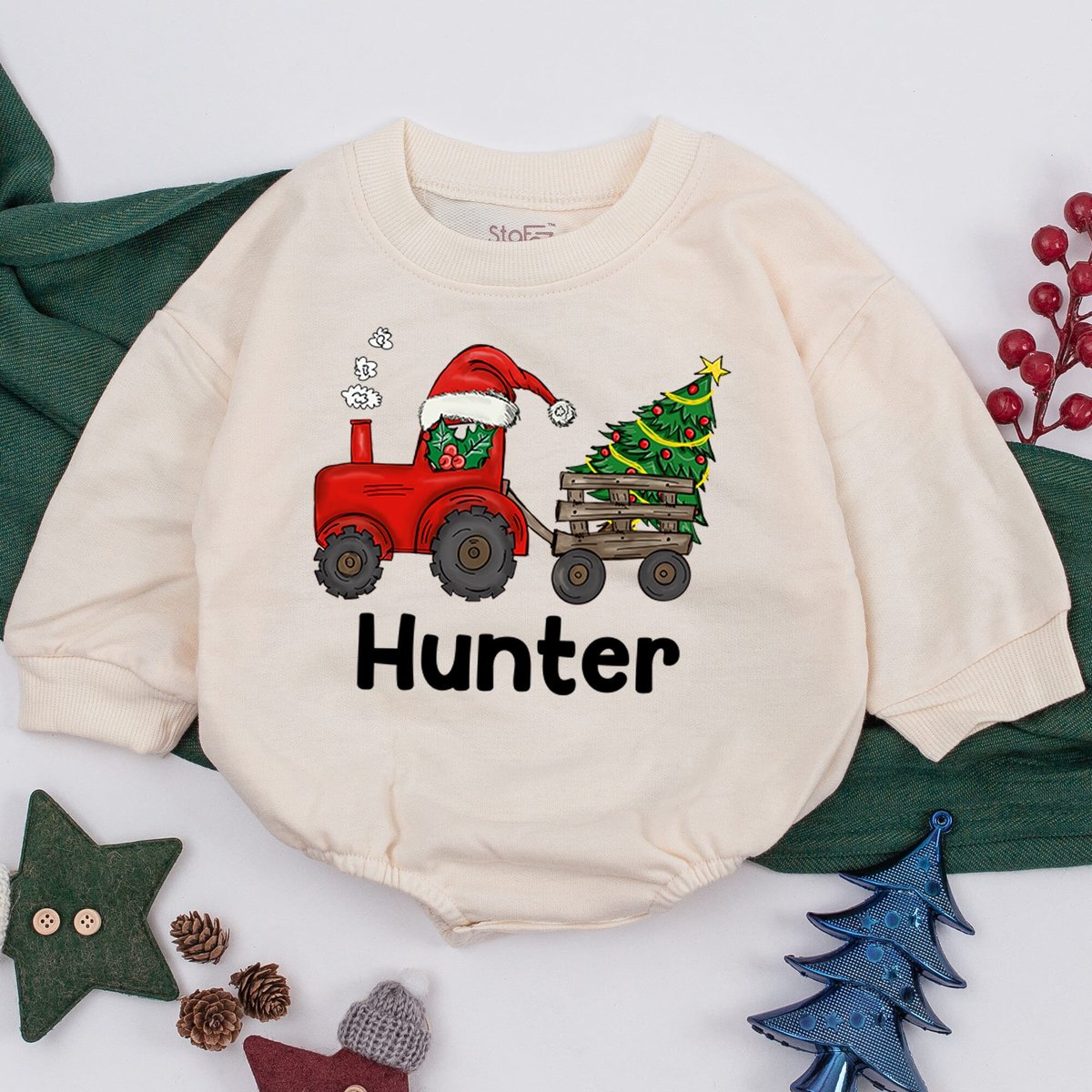 Christmas baby Outfit Personalized Red Car Christmas Baby Romper Christmas baby boy Infant Clothes B 159