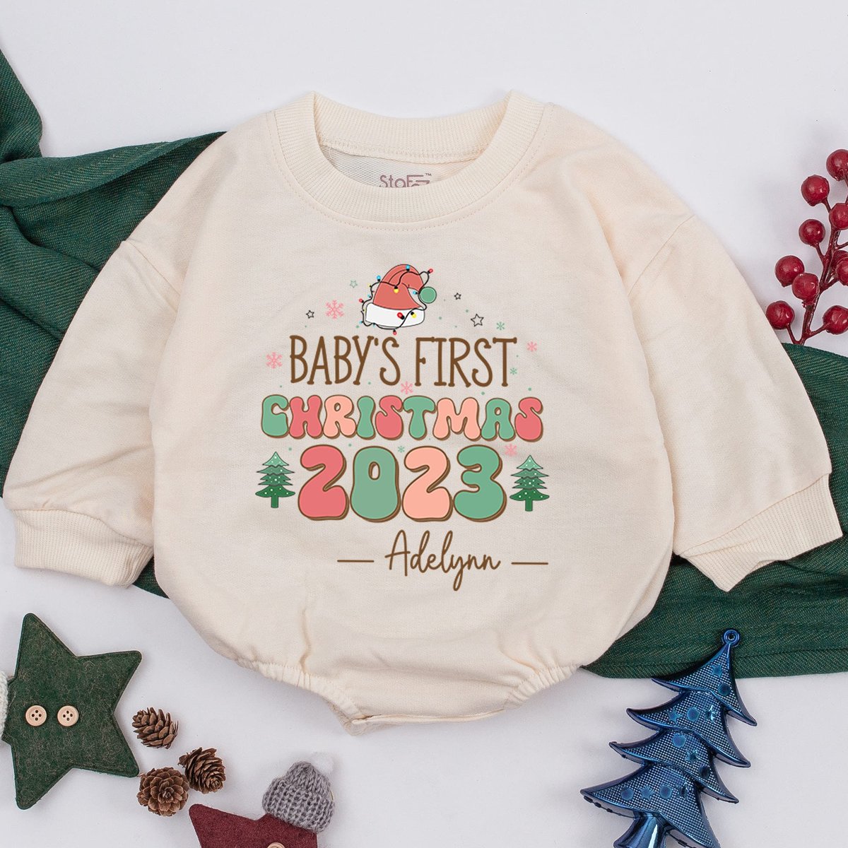Christmas baby Outfit Personalized Baby First Christmas Bodysuit Baby Romper Christmas baby girl boy 160
